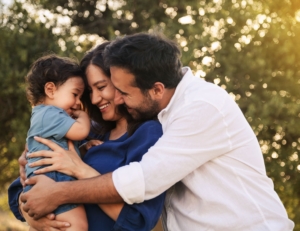Family hugging